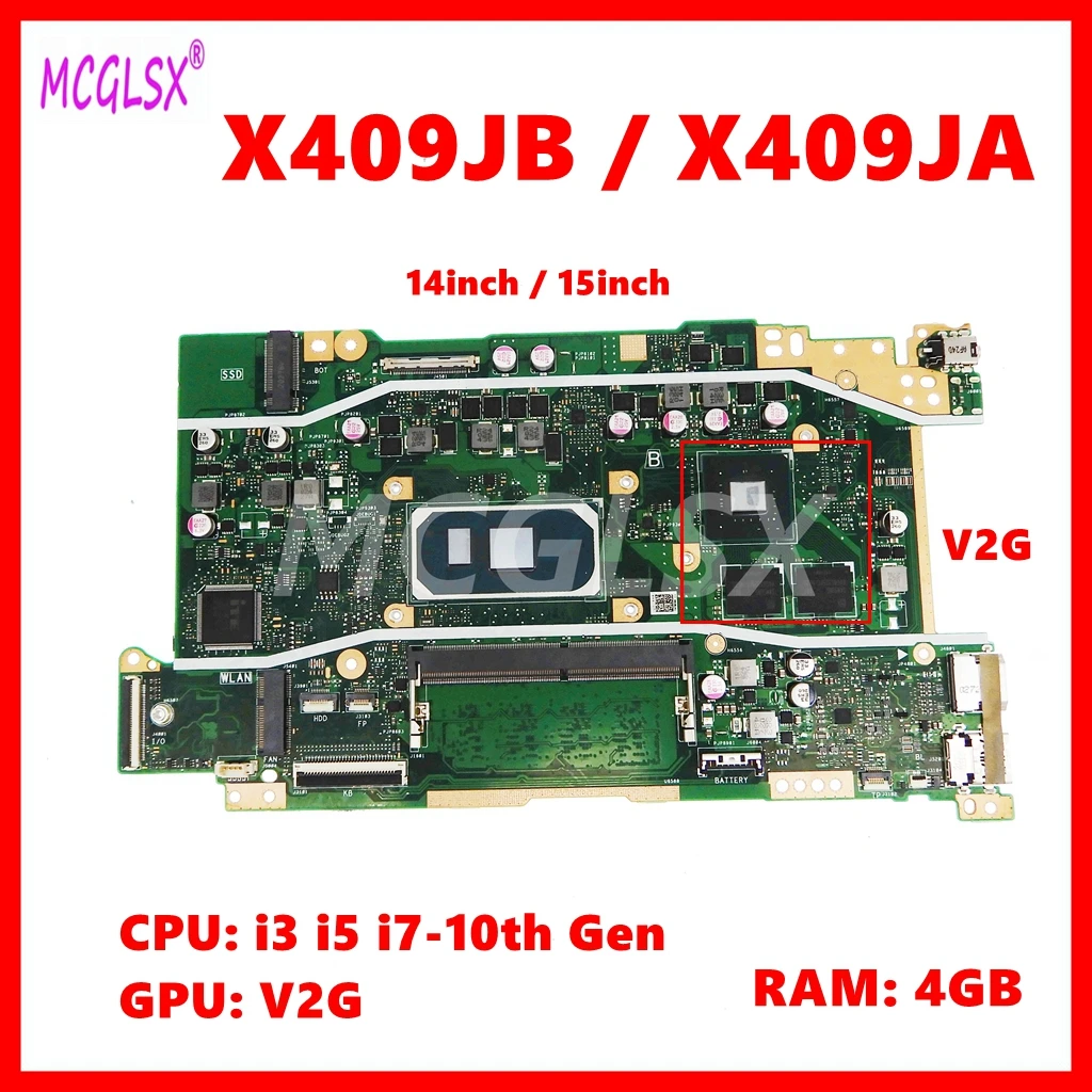 X409JA Mainboard X509JP X409JP X509JB X409JB X409JA X509JA P1510CJA Laptop Motherboard with i3 i5 i7-10th Gen CPU 4GB-RAM