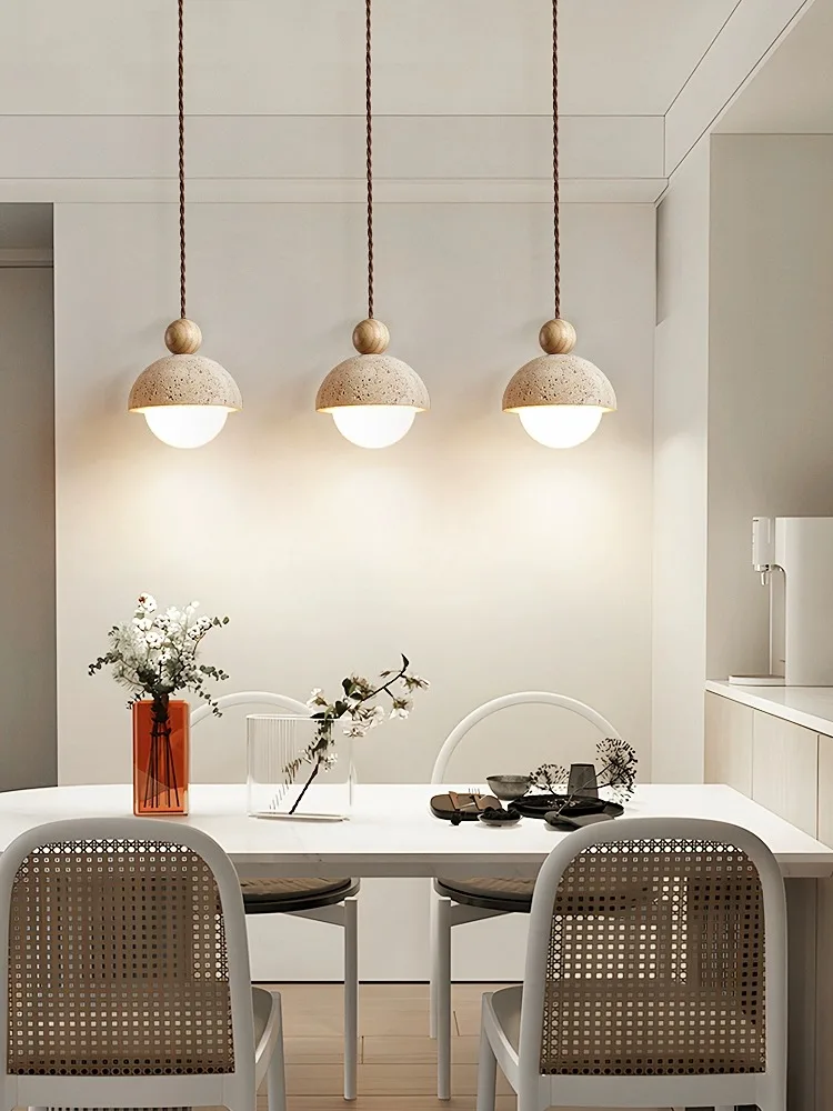 Led Pendant Lamp Small Stone Chandelier Bedroom Bedside Modern Bulb Light Flower Bud Cream Style For Children\'s Room Girl Home