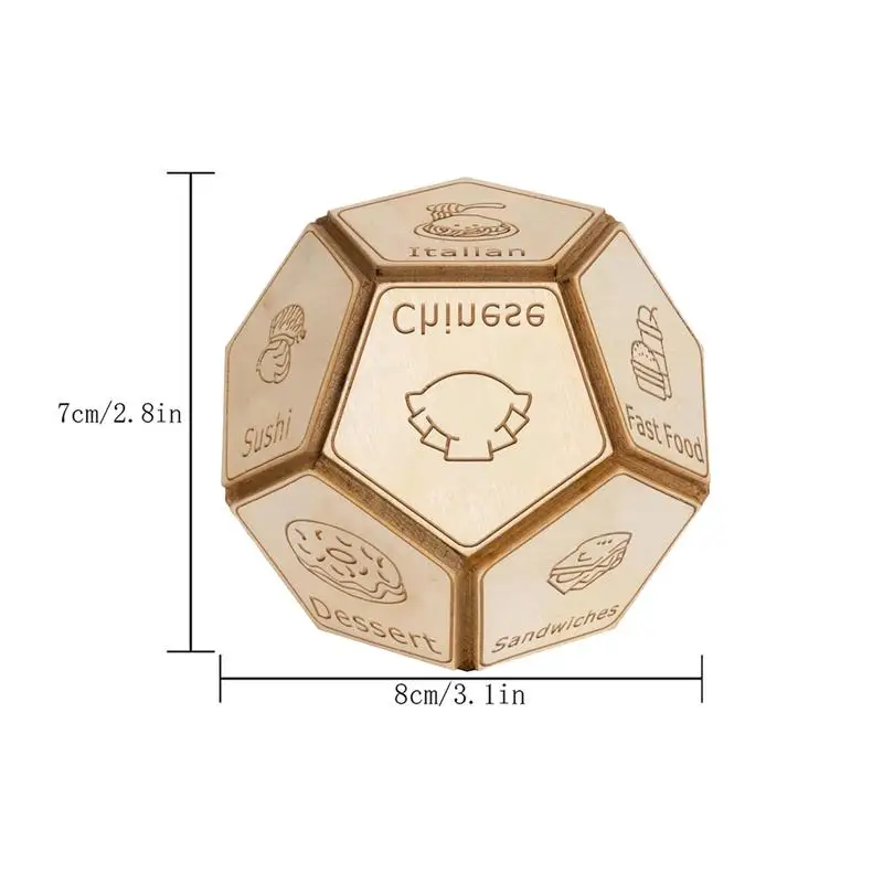 نرد خشبي مكون من 12 جانبًا لعبة ديسييدر مضحكة نرد متعدد السطوح منضدية صانع القرار مساعد للمنزل الخارجي شقة كلية النوم