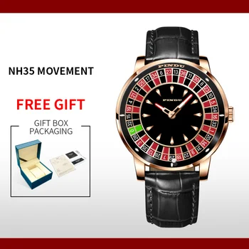 PINDU-Montre Mécanique Étanche avec Bracelet en Cuir pour Homme, Boîte Exquise, Top Marque de Luxe, Design, 2024