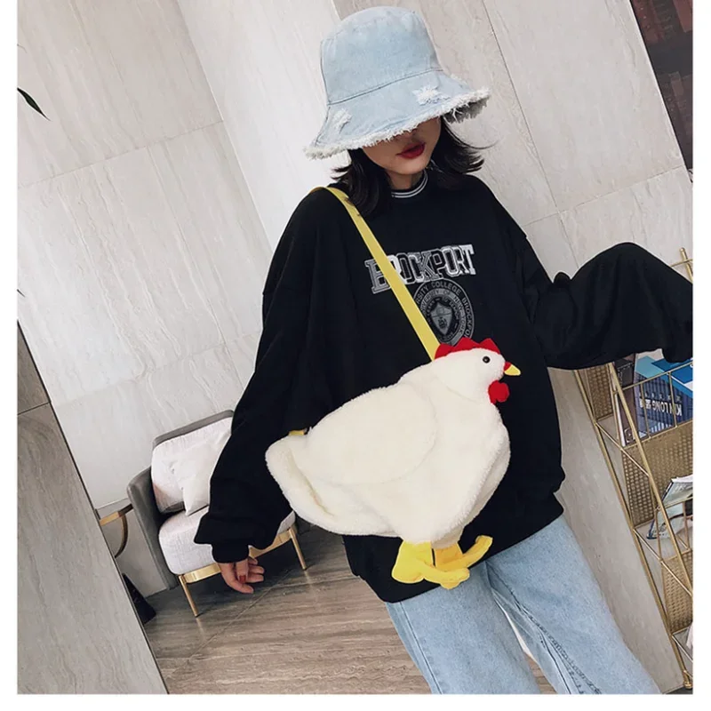 Toddler Newborn Cute Plush Crossbody Purse Cartoon Chicken Shoulder Bag Party Work Travel Satchel For Women Girls Streetwear