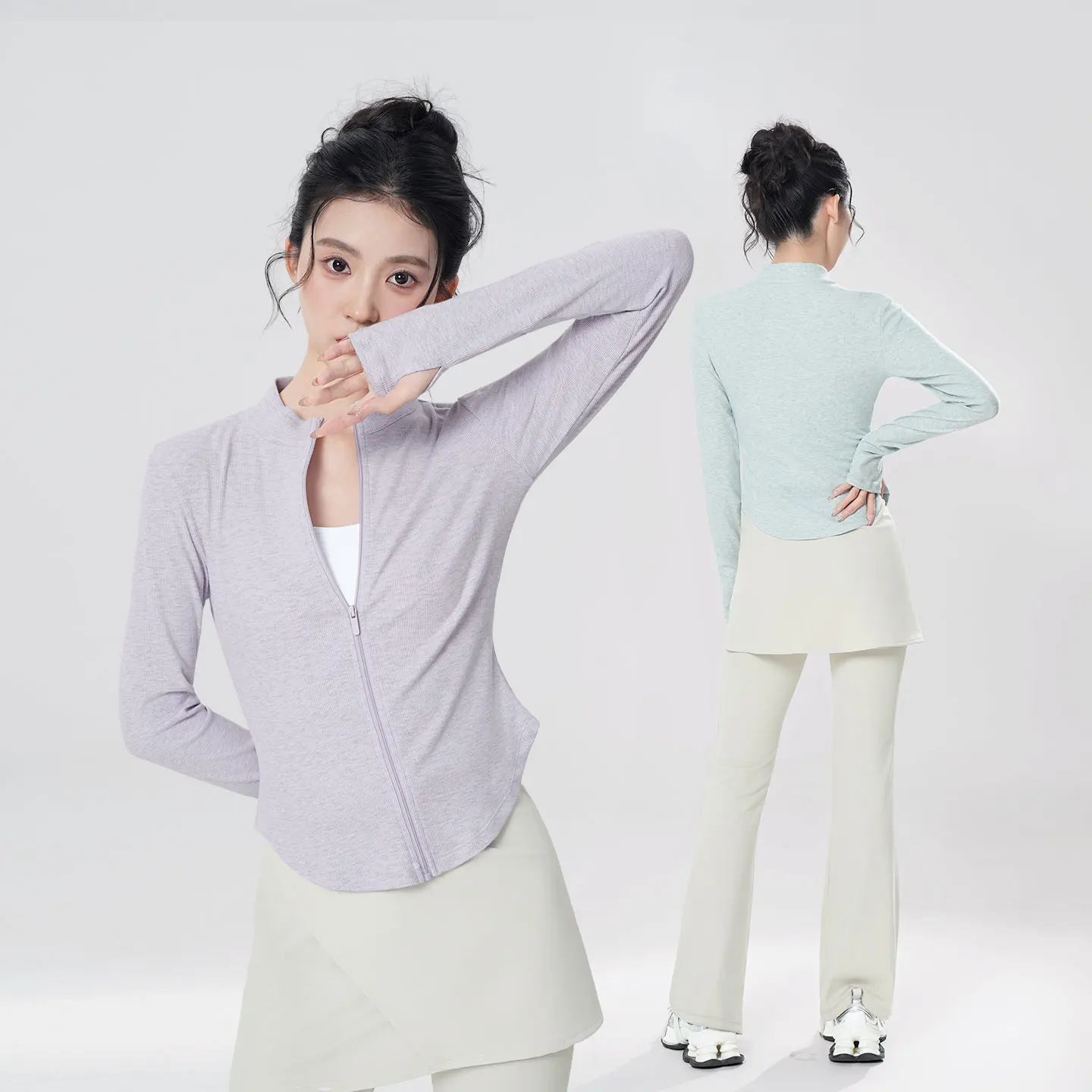 여성 발레 탑 발레 재킷 코트 성인 댄스 가디건 스탠드 칼라 긴팔 댄스 탑 지퍼 여성 댄스 셔츠