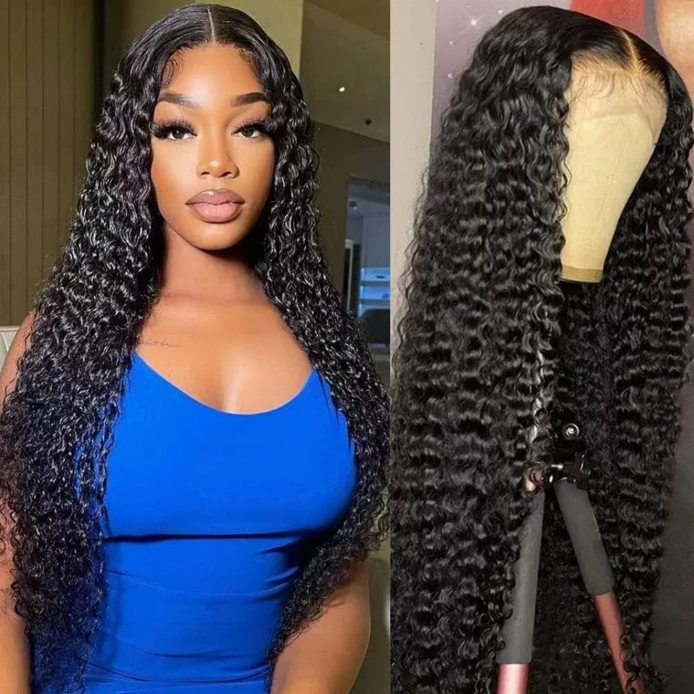 

Curly 200 Density 13x6 Transparent Lace Frontal Human Hair Wig Deep Wave 30 32 Inch 13x4 Lace Front Wigs Brazilian Water Wave