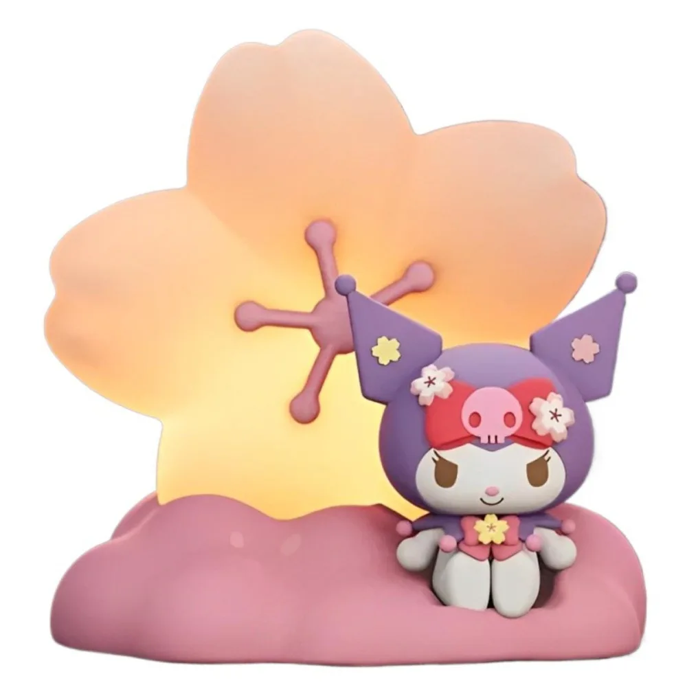 

Genuine Sanrio Characters Sakura Series Kuromi Cinnamoroll Cute Night Light Ornament Bedroom Battery Atmosphere Light Girl Gift