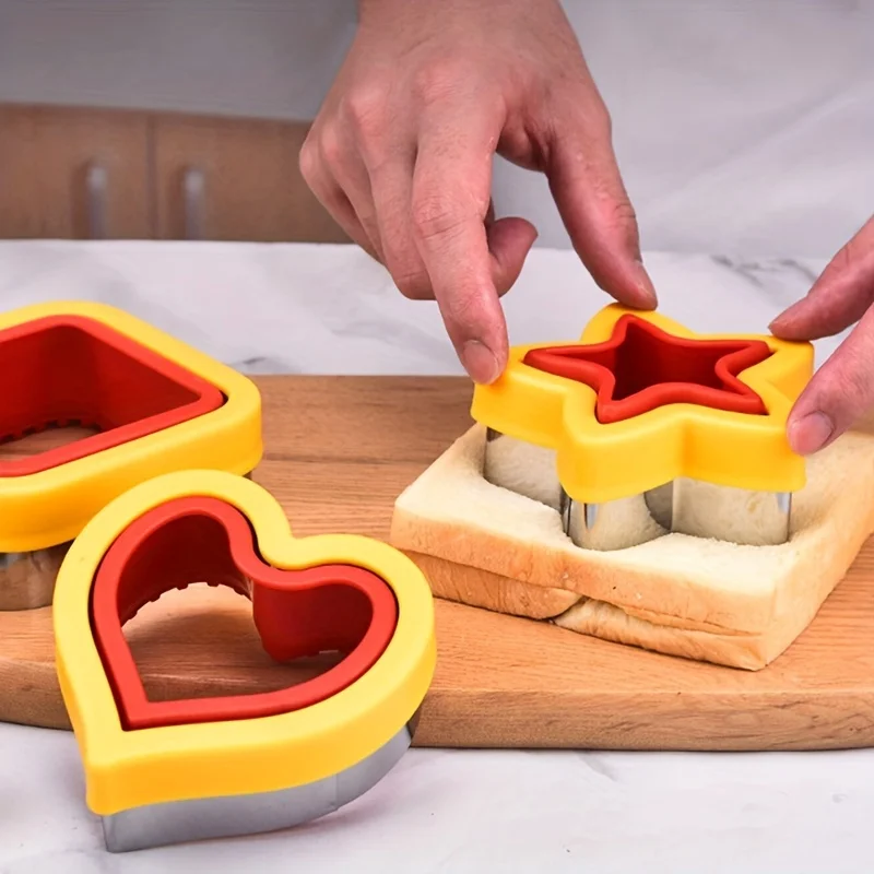 Stainless Steel Sandwich Cutting Mold with Hand Guard Multi-purpose Toast Fruit Cutter Mould for Lunch Box Decor Baking Tools