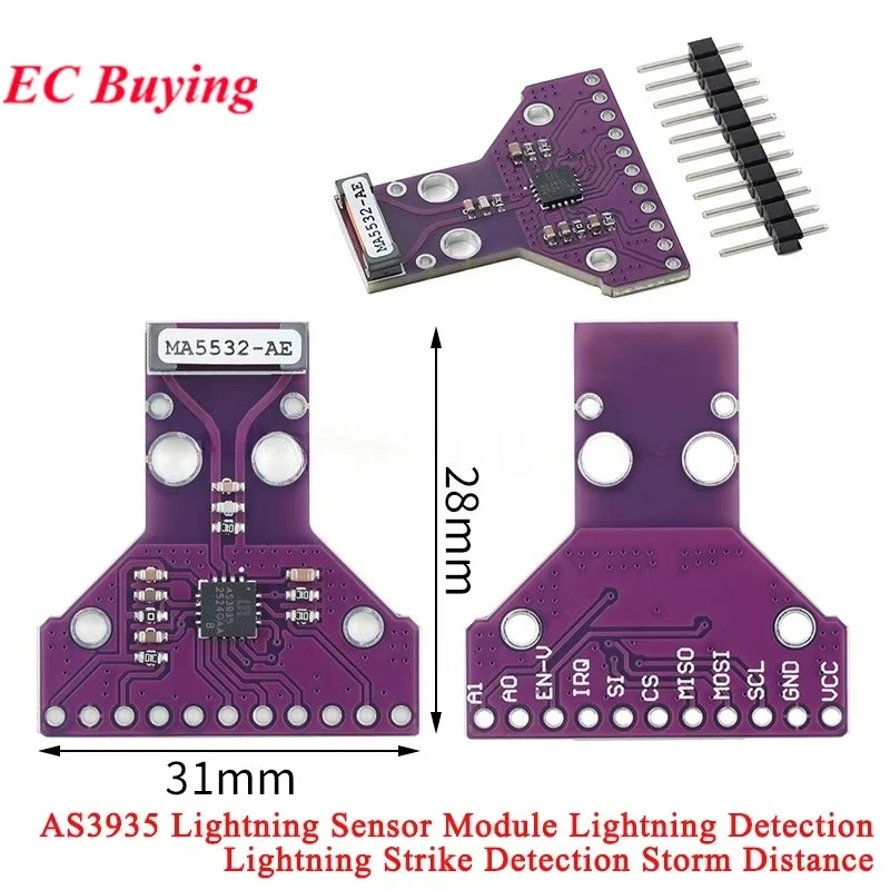 1Pc-5Pcs AS3935 Lightning Sensor Light-ning Lightning Strike Detection Storm Distance Module 2.4-5.5V 2MHZ SPI I2C IIC Interface