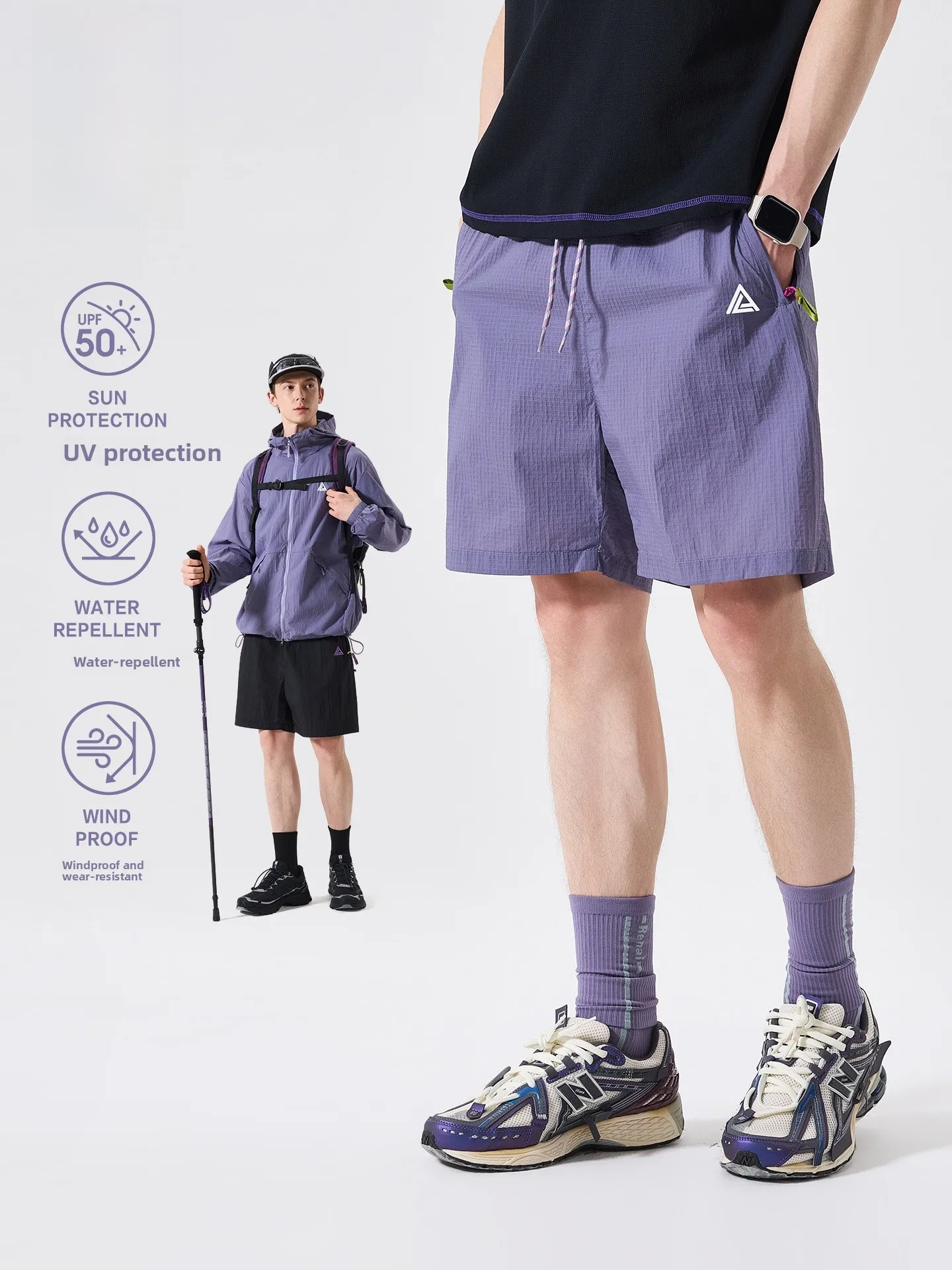 LAZY DAY Men's Outdoor Lightweight Water-Resistant Shorts Summer New Breathable Hiking Mountain Climbing Sports Five-Quarter ...