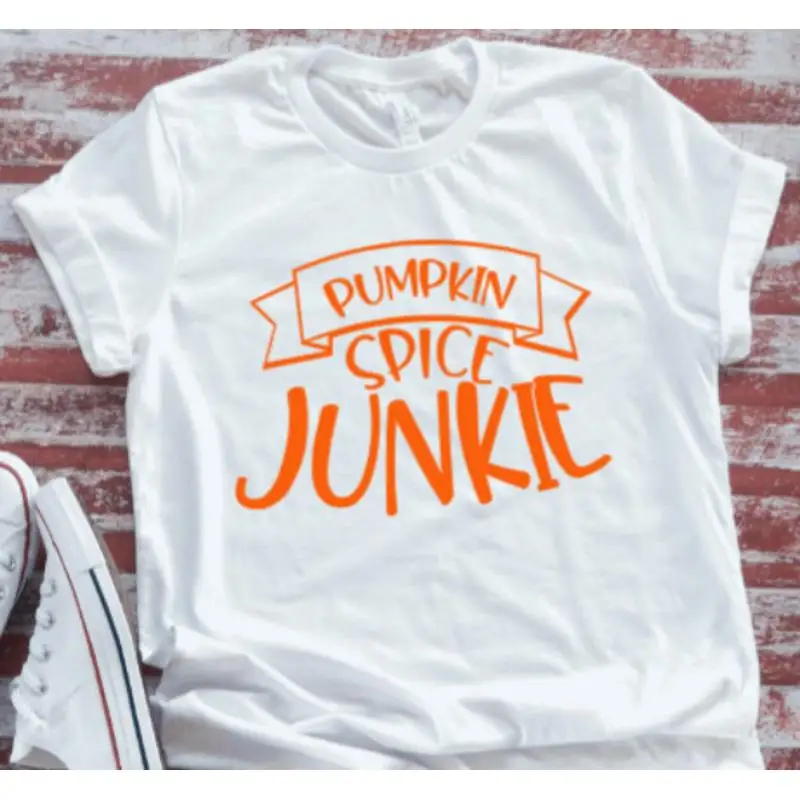 

Pumpkin Spice Junkie Fall White T Shirt