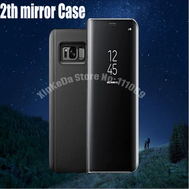 50piece DHL Mirror View flip Cover For Samsung Galaxy S8 plus Leather Mirror Flip Case For Samsung Galaxy S7 Edge S8 stand case