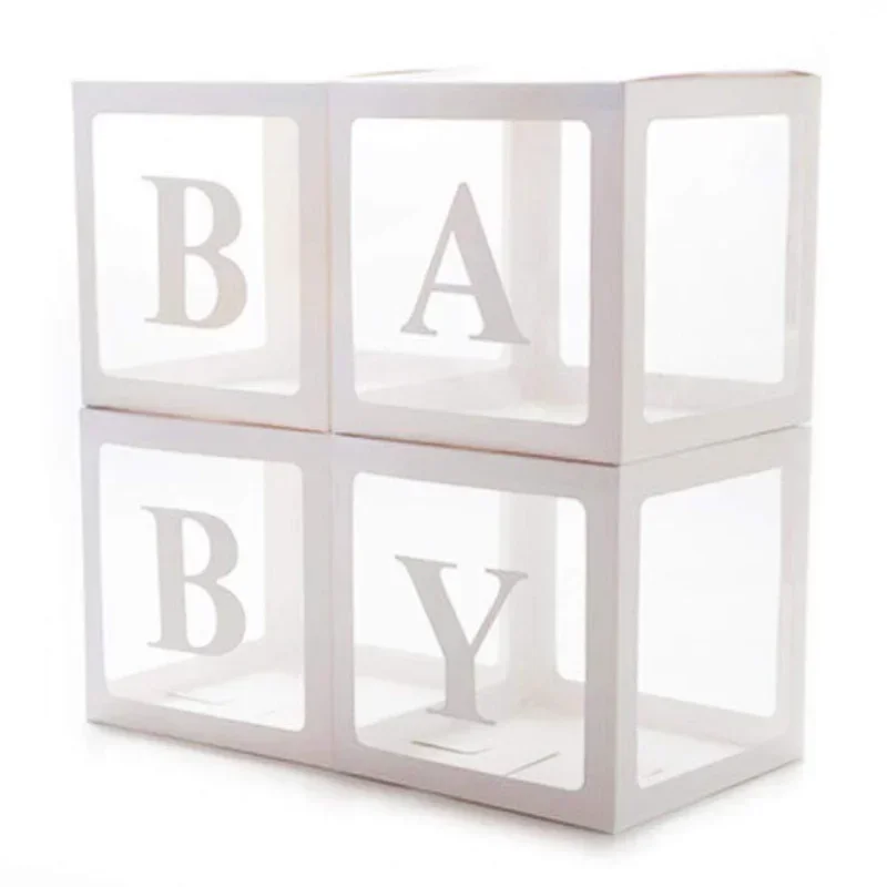 Transparenter Buchstabe 25/27cm Baby party box Geburtstag Hochzeit 1. Geburtstags feier Dekorationen benutzer definierte Würfel Ballon mit