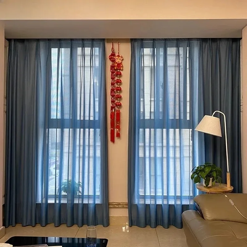 

Custom Size Fashion Luxury European Sheer Curtains Sunshade Gray Tulle Curtains for Living Room Thick Yarn Voile White Tulle