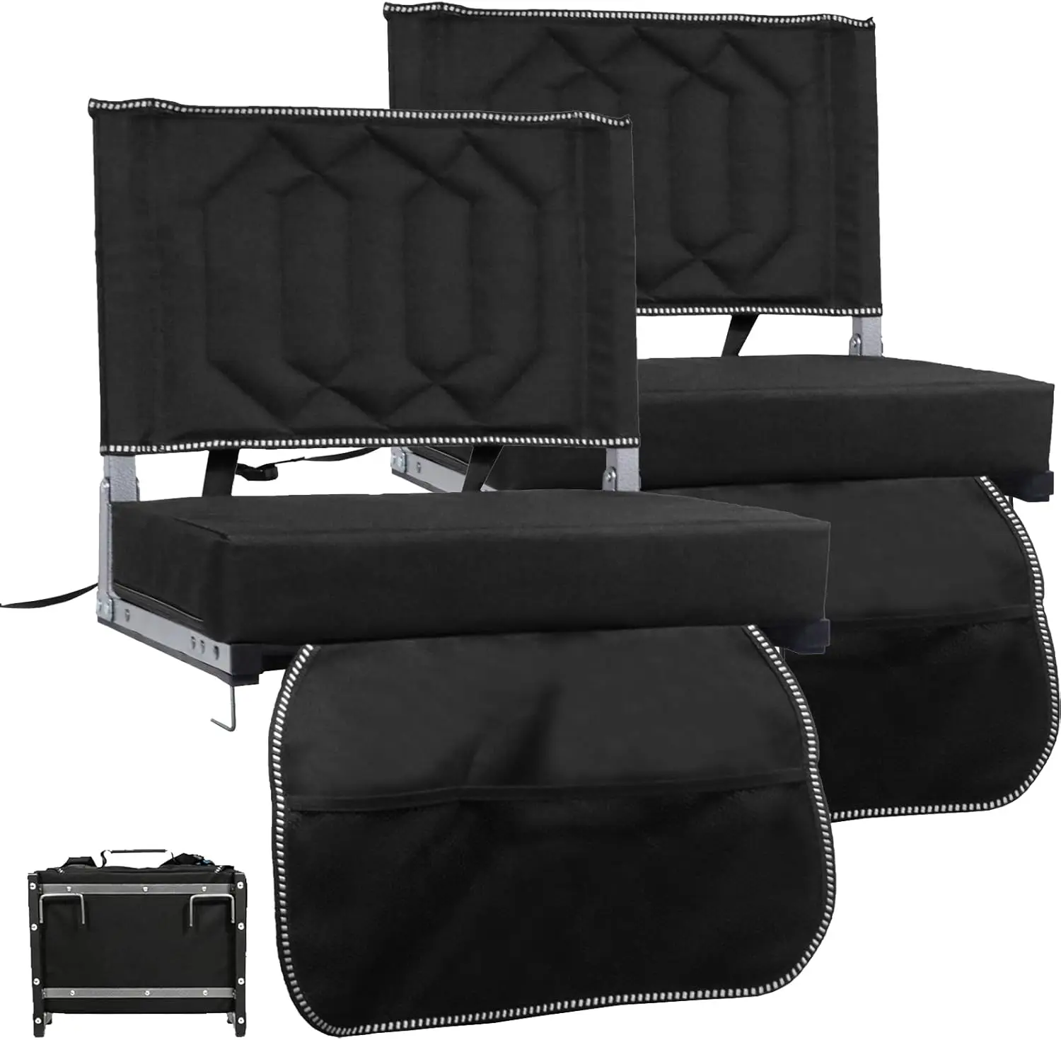 

Folding Stadium Seat 2-Pack with Back & Cushion, 380lbs Capacity, Heavy Duty Outdoor Chair for Sports, Concerts, Camping