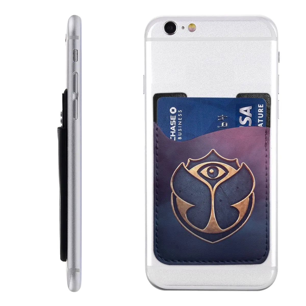 PU Leather Tomorrowland Logo Phone Wallet Stick On Custom Music Festival Credit Card Holder for Phone Case