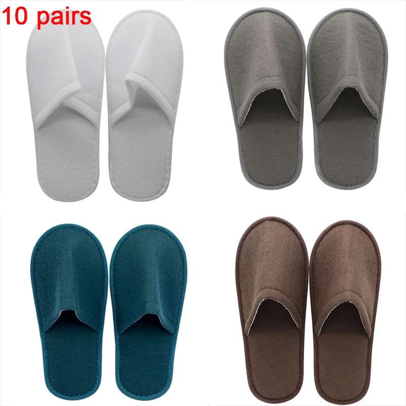 

10 Pairs of Luxurious Plush Slippers Women Men Travel Hotel Slides Homestays Households Shoes Non-slip Disposable slippers