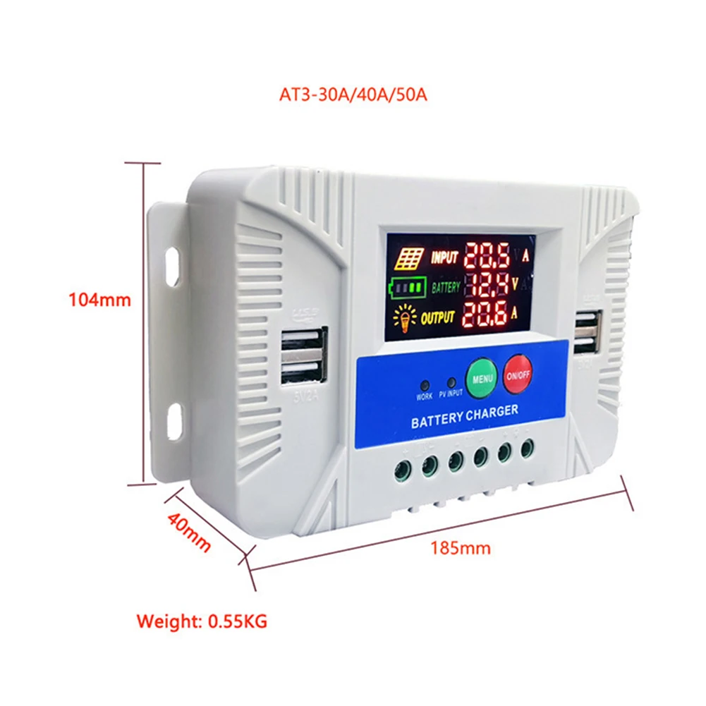 12 فولت/24 فولت الشمسية جهاز التحكم في الشحن 10A/20A/30A/40A/50A/60A 4-USB مخرجات شاشة الكريستال السائل لوحة طاقة شمسية منظم بطارية الرصاص الحمضية #5