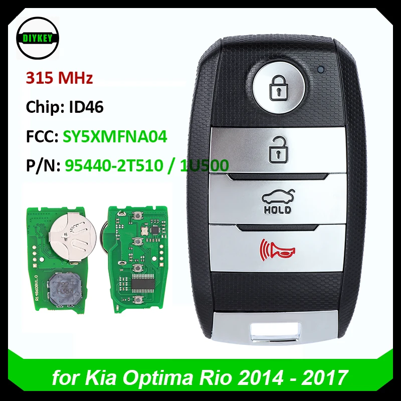 DIYKEY 95440-2T510/ 95440-1U500 /95440-1W101 Smart Remote Key Fob 315MHz ID46 SY5XMFNA04 Fob for KIA Optima Rio 2014 - 2017