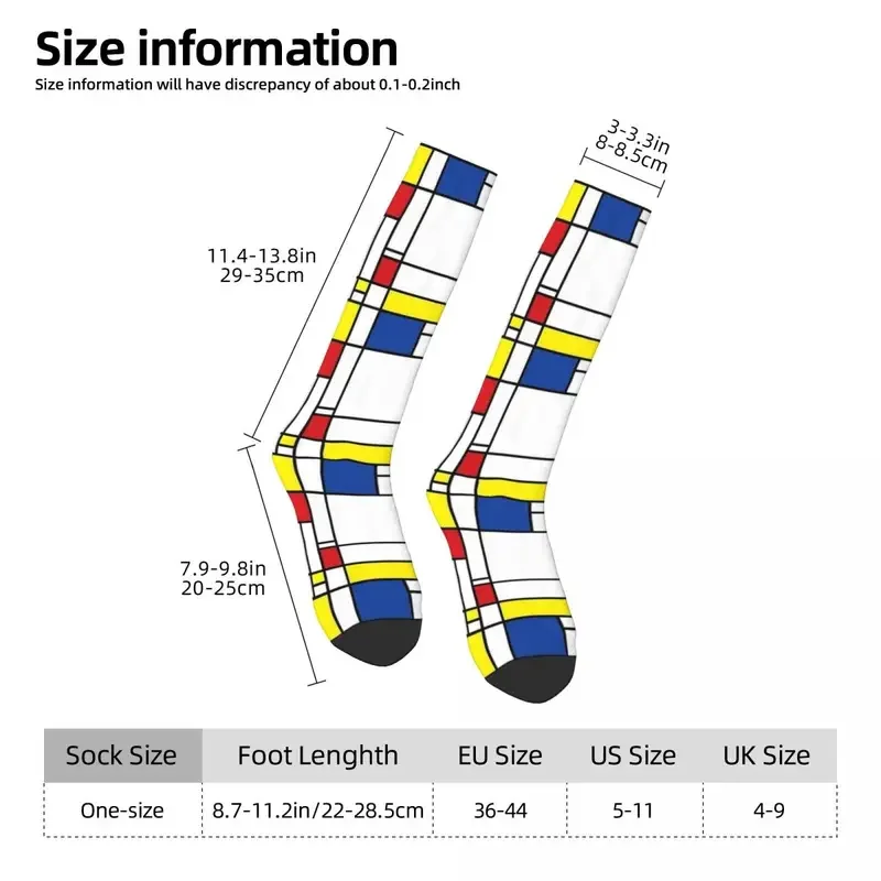 Mondrian Minimalist สไตล์ Modern Art ถุงน่องผู้หญิงถุงเท้า Unisex WARM Soft ถุงเท้าแฟชั่นฤดูใบไม้ร่วงกลางแจ้ง Anti Skid ถุงเท้า GIF