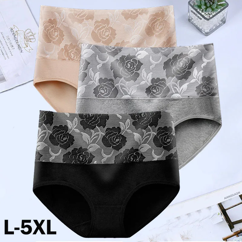 

3Pcs High Waist Panties Abdominal Cotton Underwear Women's Briefs Girls Plus Size Seamless Postpartum Recovery Underpants Female