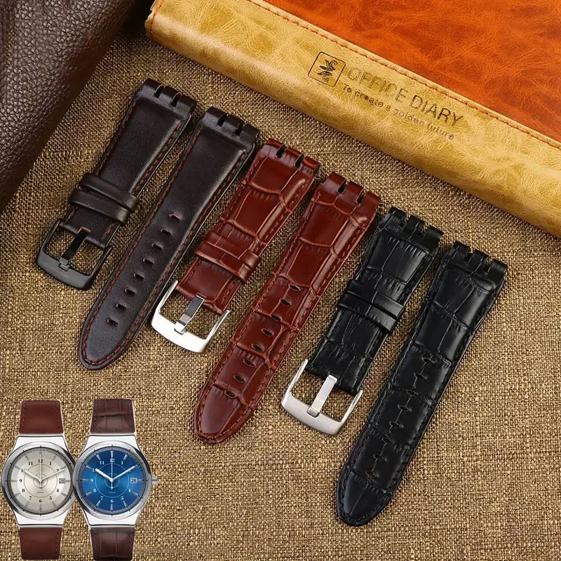 

Genuine Calf Leather Watchband Steel Clasp For Swatch IRONY YOS440 449 448 401G 23mm newWatchband accessories Bracelet