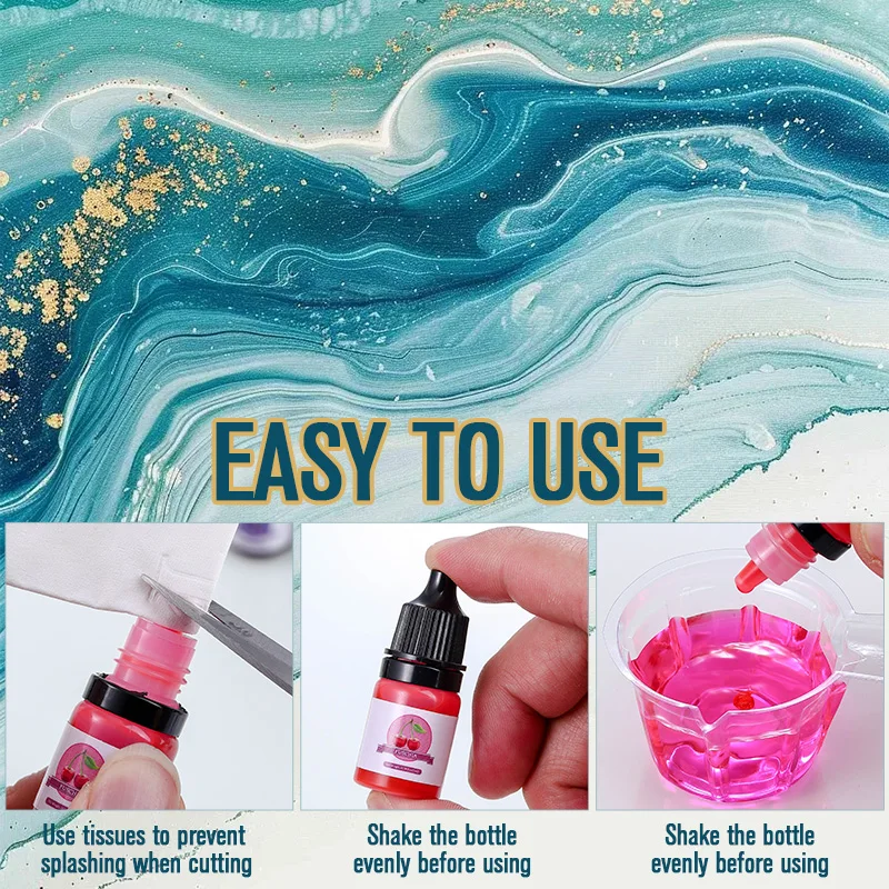 صبغة ألوان راتنجات الايبوكسي 24 ألوان زاهية صبغة إيبوكسي سائلة صبغة راتينج شفافة مركزة للغاية للمجوهرات الفنية ذاتية الصنع