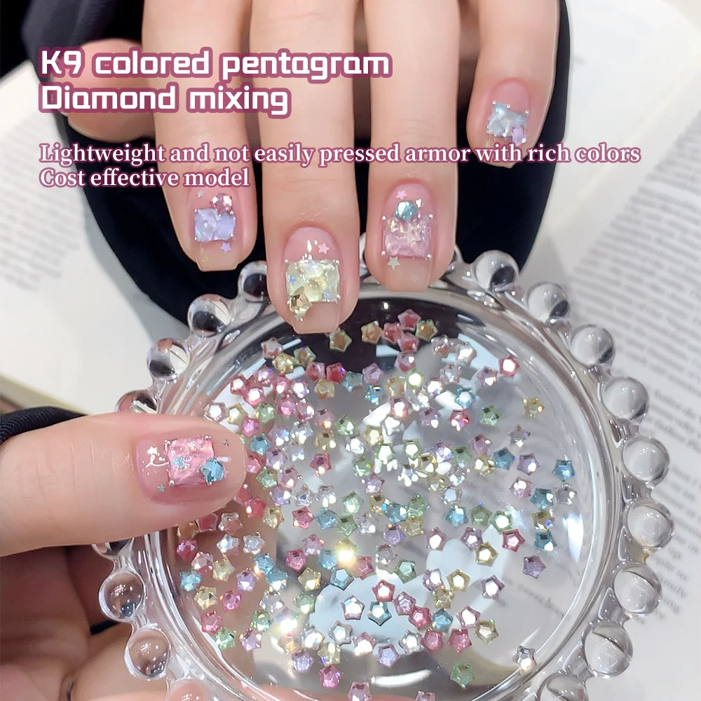 Kaniu 30/50/100 Stück K9 Farbige Fünfzackige Stern-Pentagramm-Strasssteine Bunte Flache Mini-Stern-Diamanten 3D-Stern-Diamanten – Detail 4