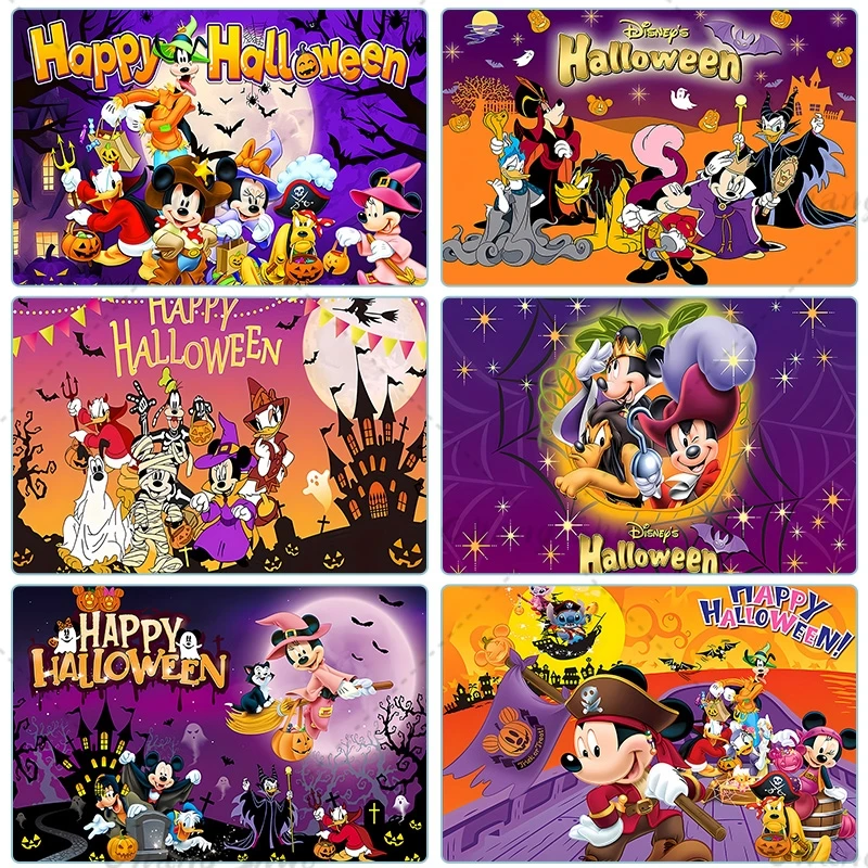 Cartoon Mickey Mouse Backdrop Halloween Kids Birthday Party Decorations Photograhy Background Baby Shower Banner Photo Studio