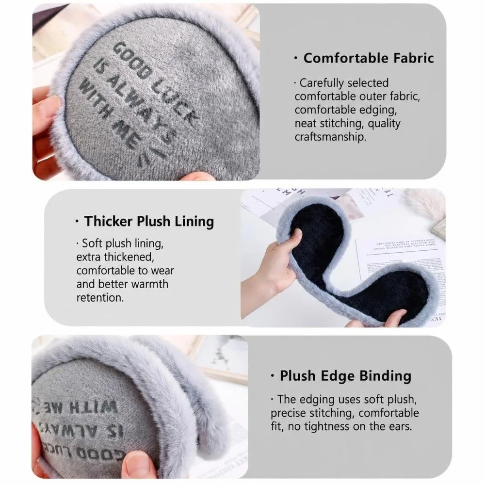 Rear Wear Winter Earmuffs Thick Wind Resistant Ear Covers Good Luck Letter Printed Portable Windproof Ear Muffs Commuting