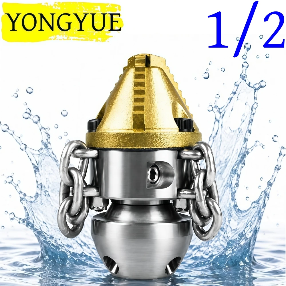 1/2 Internal Thread Sewer Drainage Cleaning Nozzle 30L~110L/Min Pressure Cleaning Machine Rotating Nozzle Pipeline Cleaning Tool