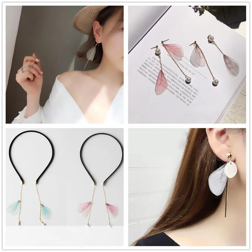 10 Pieces Cloth Fashion Dragonfly Butterfly Wing Charms for Women Earrings Pendant Jewelry Making DIY