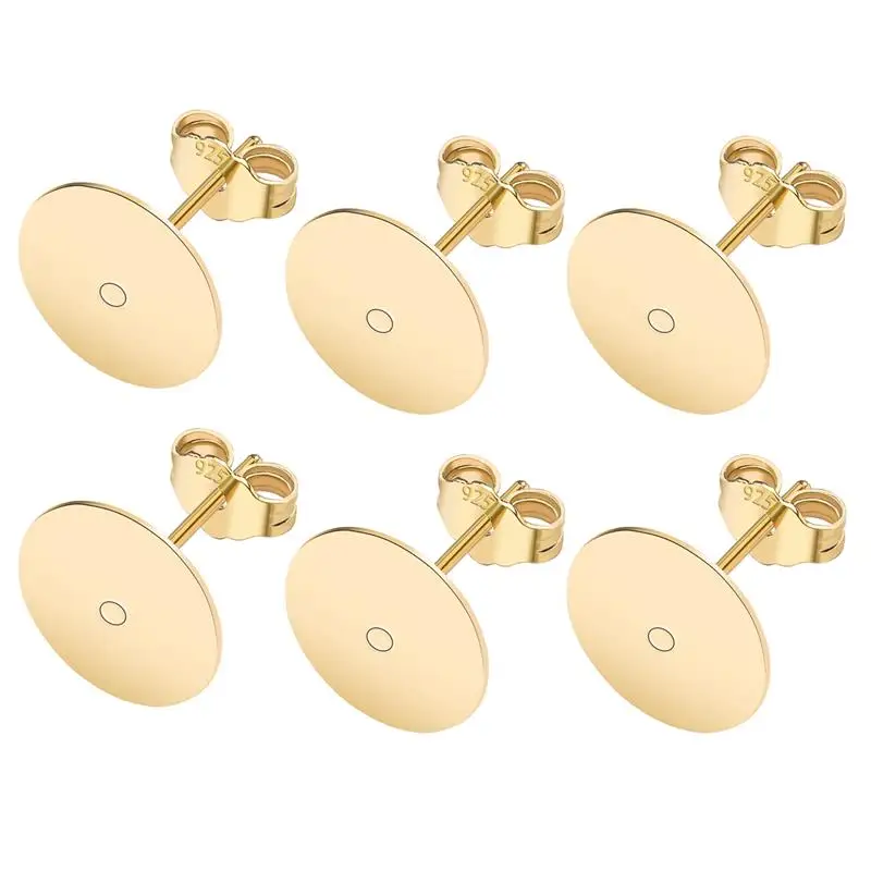 50 stks/partij 925 Verzilverd Blank Post Earring Studs Base Pin Met Oorbel Plug Bevindingen Oor Terug DIY Sieraden Maken Accessoires