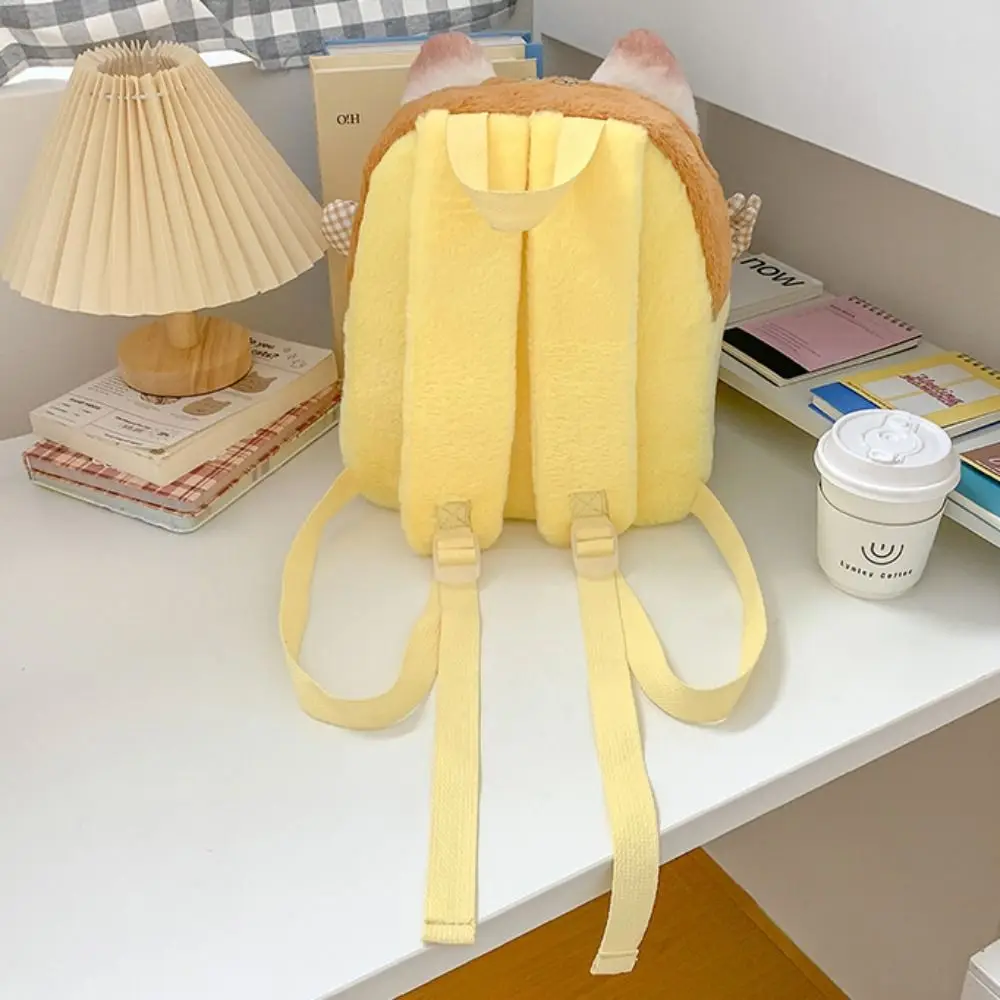 Mochila de Felpa con Diseño de Gato Kawaii de Harajuku, Linda Mochila Transparente con Diseño de Gato de Pan, Mochila Escolar Suave y Esponjosa para Estudiantes, Uso Casual