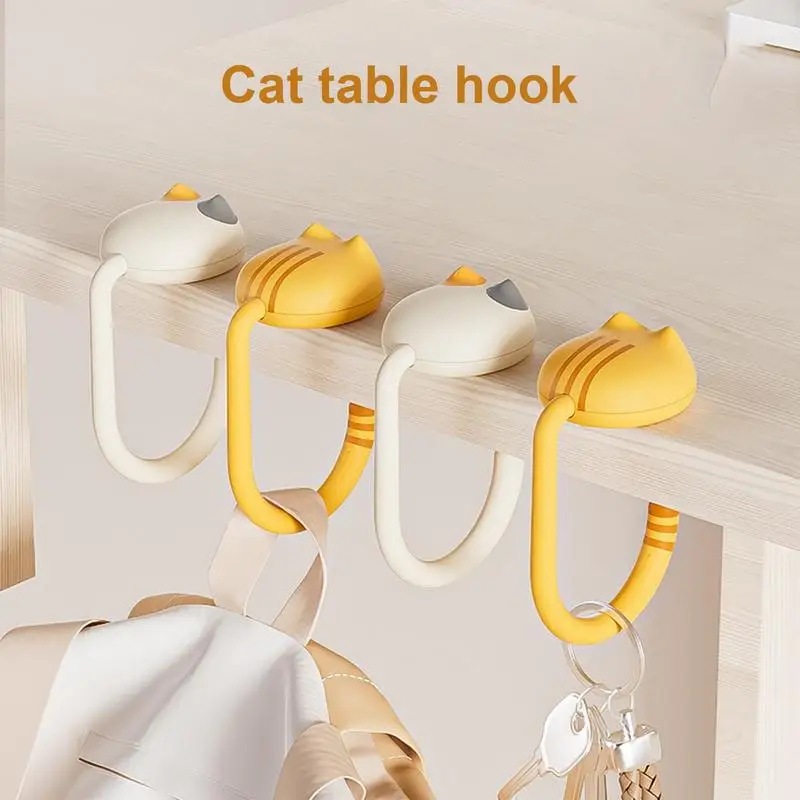 Cute Cat Tail Purse Hook Portable Multifunctional  Table Purse Bag Hooks for Home School Saving Space