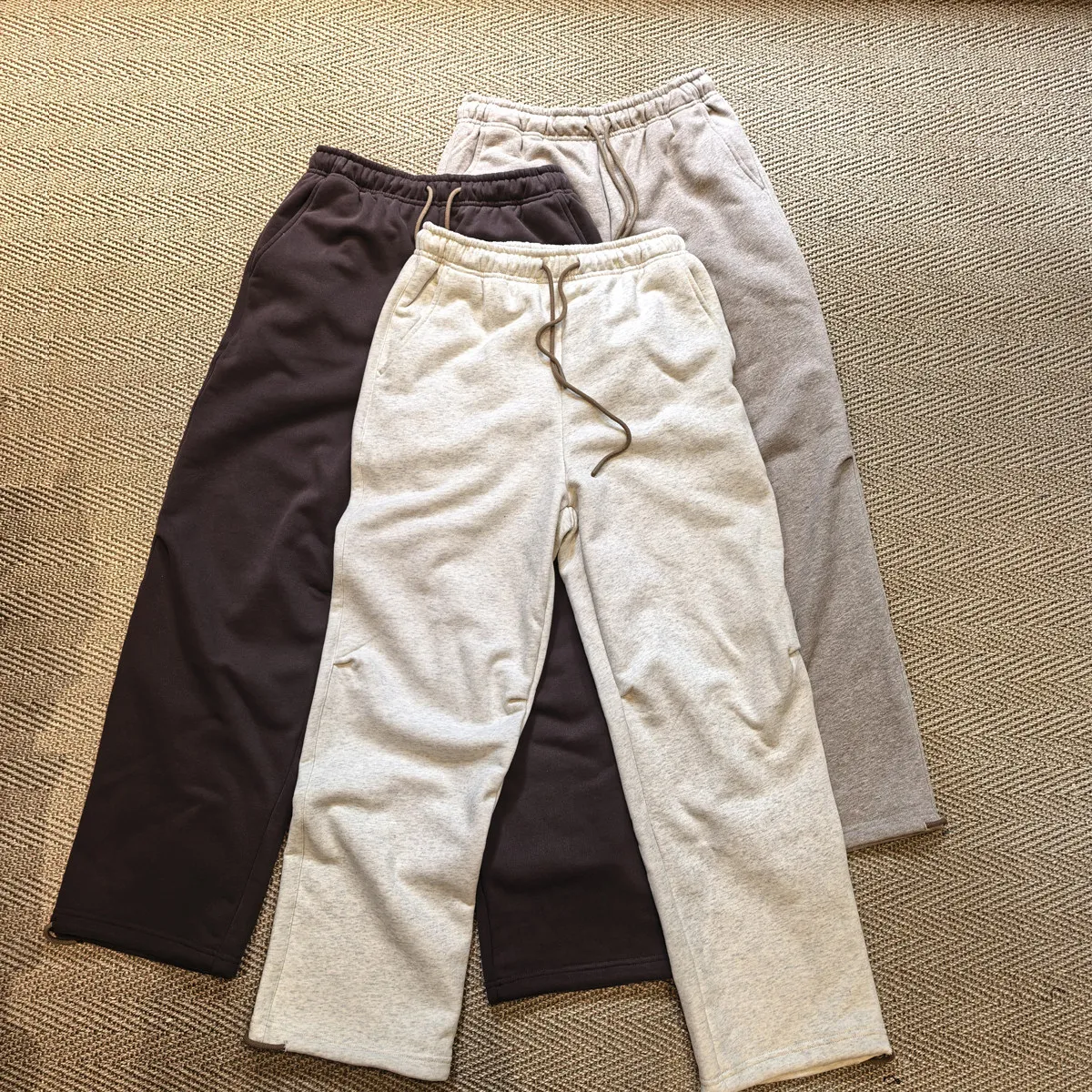 Amekaji Wear Soft Glutinous Thin Velvet National Fashion All-Matching Elastic Waistband Solid Color Basic Casual Pants Men