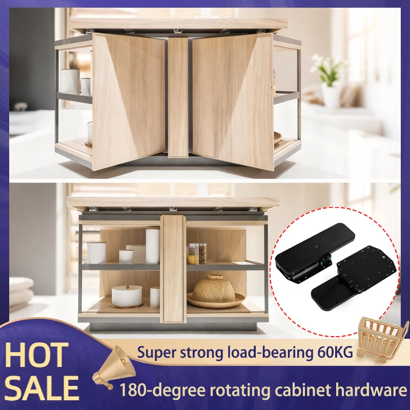 

Square 180 Degree Rotating Cabinet Hardware Creative Furniture Multi Functional Display Storage Hidden Corner Swing System
