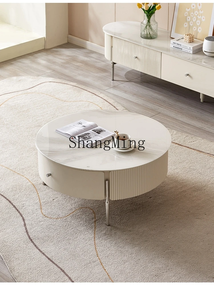 

ZYY new cream wind TV cabinet coffee table living room glass TV cabinet small apartment household