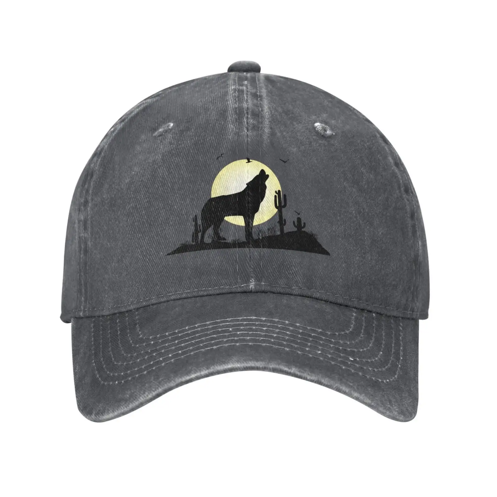 The Wolf Howls Under The Moon Baseball Cap for Men Women Hats Denim Trucker Caps Dad Hat for Daily