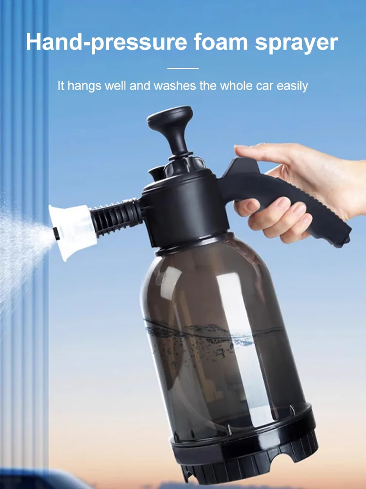 

2L Hand Pump Foam Sprayer with 2 Types of Nozzle Hand Pneumatic Foam Cannon Snow Foam Car Wash Spray Bottle Car Window Cleaning