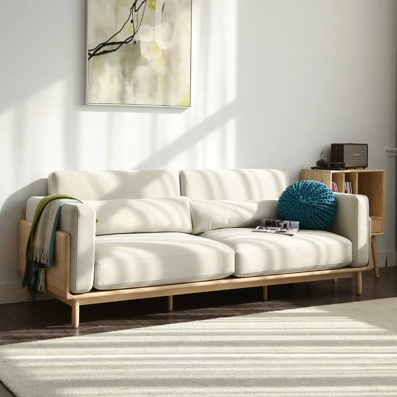 

Japanese-style simple modern ash wood log new Chinese-style living room home double sofa