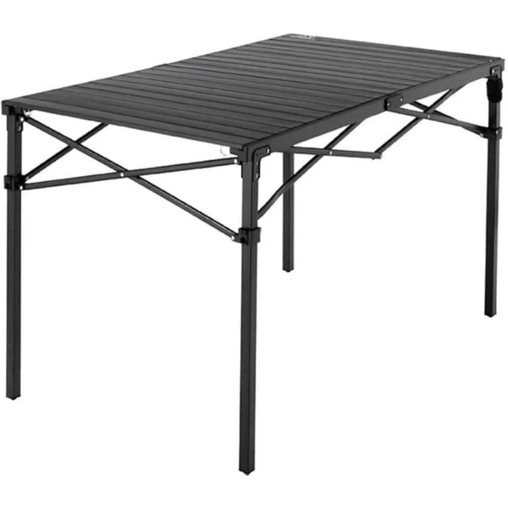 Heavy-Duty Roll-Top Table for Camping - Portable Aluminum-Top Folding Table with Steel Frame by Caddis Sports (Medium)