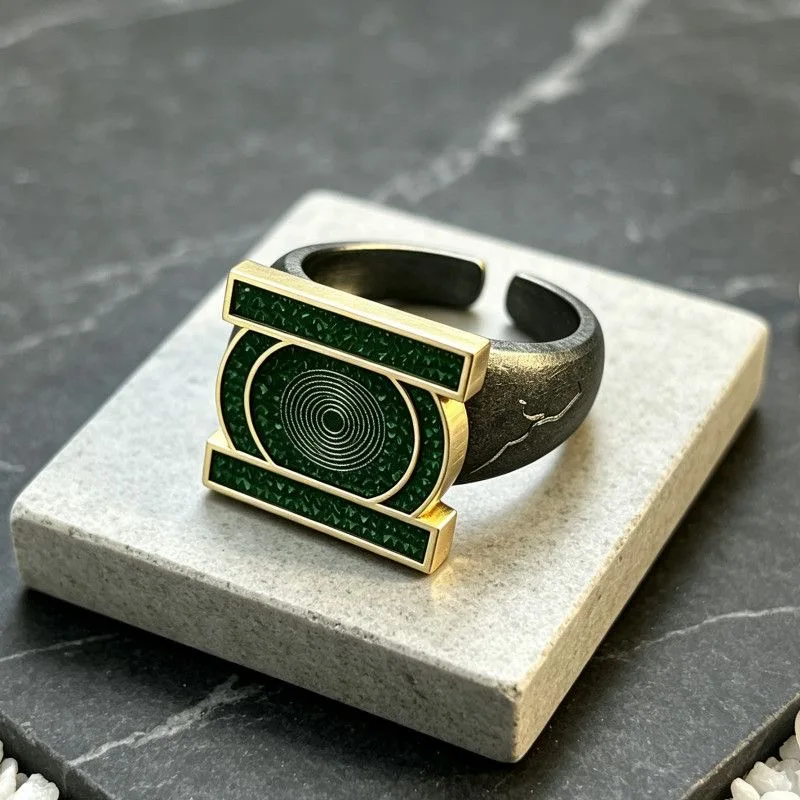 Green Lantern Ring Superhero Metal Adjustable Open Ring Men's Women's Small Gift Vintage Style Fashion Jewelry Accessory