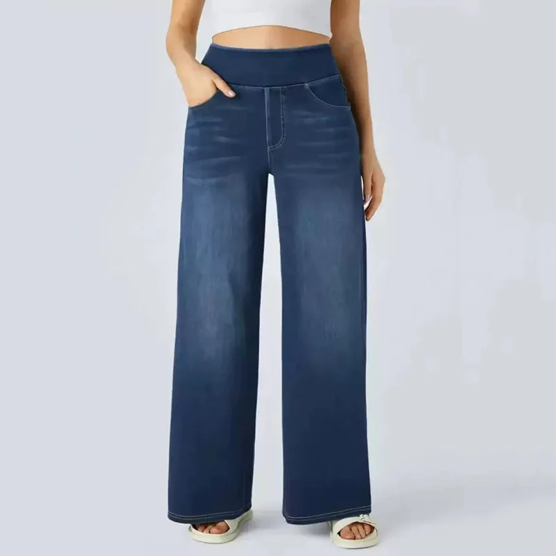 

Casual Style Fashionable women's slim straight trousers wash jeans