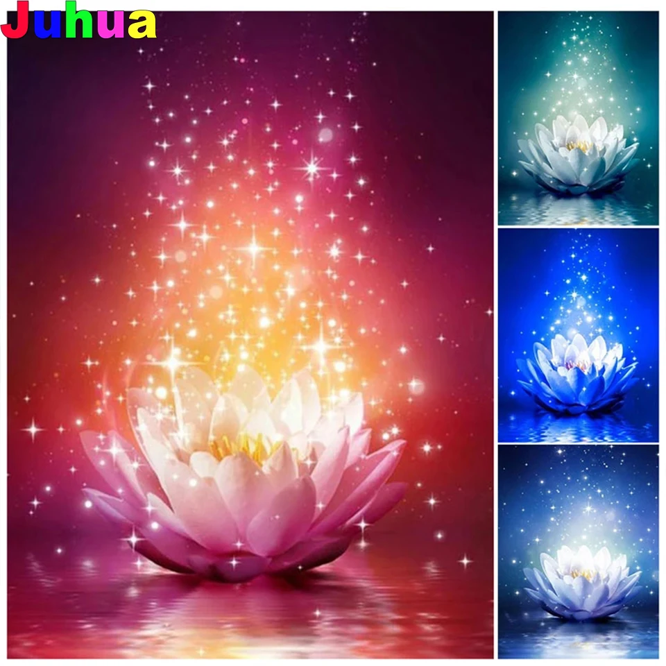 Water Lotus 5d diy diamond painting full drill mosaic flower diamond embroidery gift diamond stitch home decor drop shiping