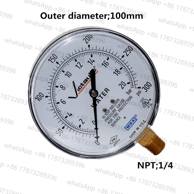

pressure gauge for fire protection WATER 111.10SP.100.2009 20Bar/300psi