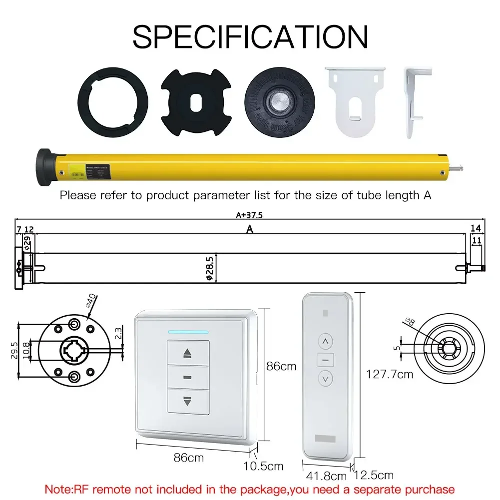 Moes Automatischer intelligenter ZigBee-Rollo-Motor DC RF433, geeignet für 38-mm-Rohre, Smart Life Tuya über Alexa Google Home