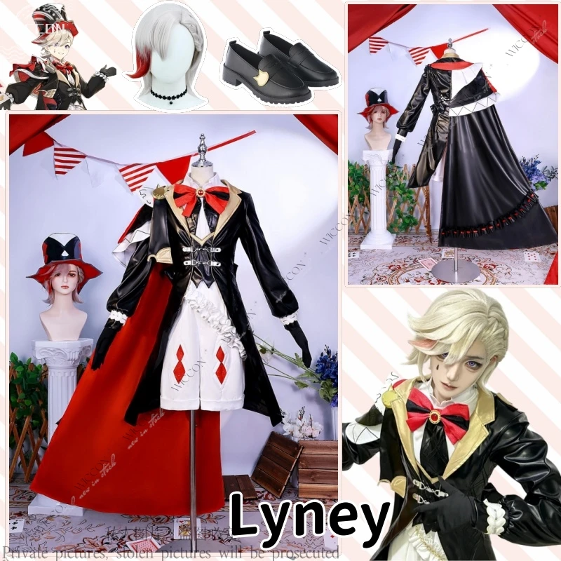 Lyney Spiel Co Genshin Impact Cosplay Kostüm Fontaine Magier Anzüge Hut Anime Rollenspiel Perücke Verknüpfung neue Haut Frau Mann