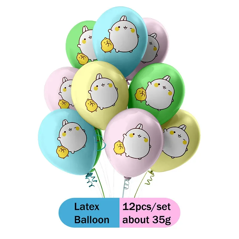 Molang Kombinations-Partydekoration für Geburtstagsfeiern, Einweg-Set für Themenfeiern im Innen- und Außenbereich, Niedlicher Hase – Detail 28