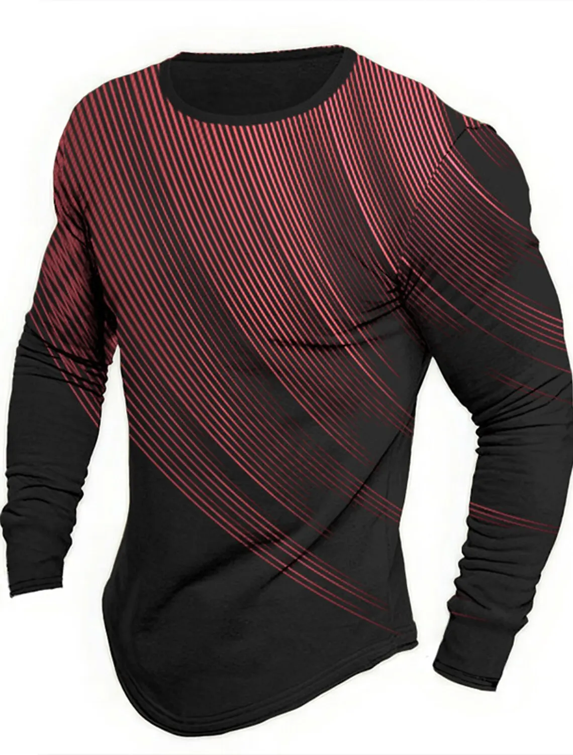 Men's vintage classic long sleeve geometric graphic print casual sports long sleeve oversized top outdoor T-shirt long sleeve