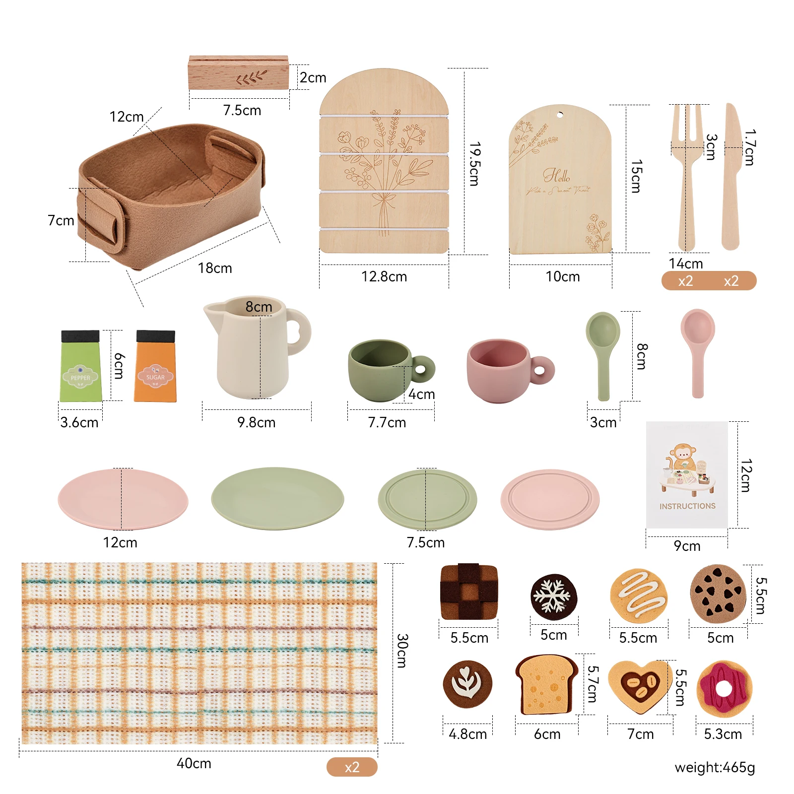 Tea Party Set for Toddlers Girls Boy Birthday Gift Pretend Play Food Wooden Picnic Outdoor Toys Kids Age Educational Wood Toy