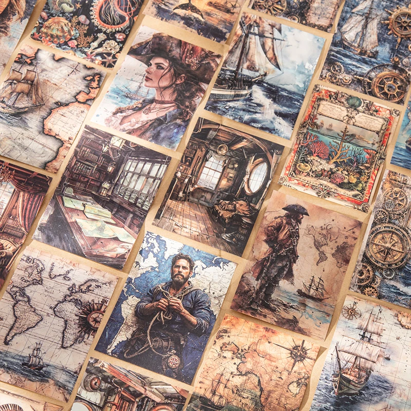 

Journal GO 30pcs Maritime Chronicles Landscape Material Paper Creative DIY Vintage Navigation Sea Junk Journal Collage Paper