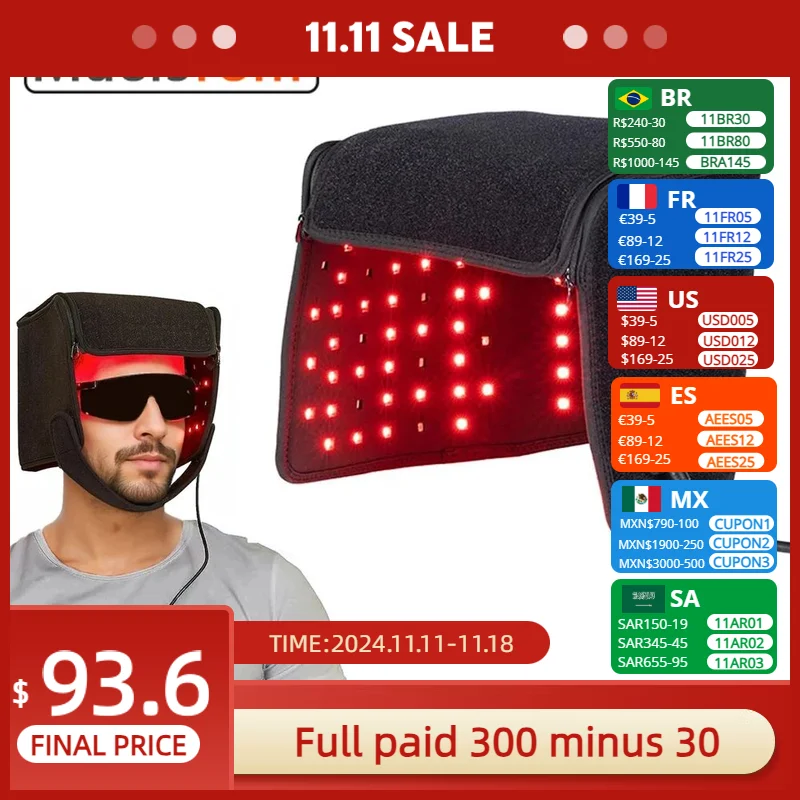Gorro de tratamiento con luz roja LED, lámpara de 650nm, tratamiento láser, prevención de pérdida de cabello, relajación de la cabeza, cuidado, masaje, ayuda al crecimiento del cabello
